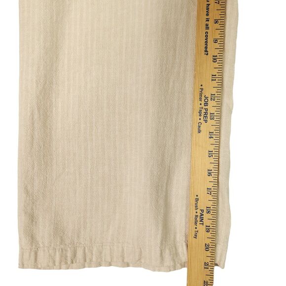 Ellen Tracy Pants Womens M Beige Striped Cropped Wide Leg 100% Linen Lagenlook - Picture 11 of 12